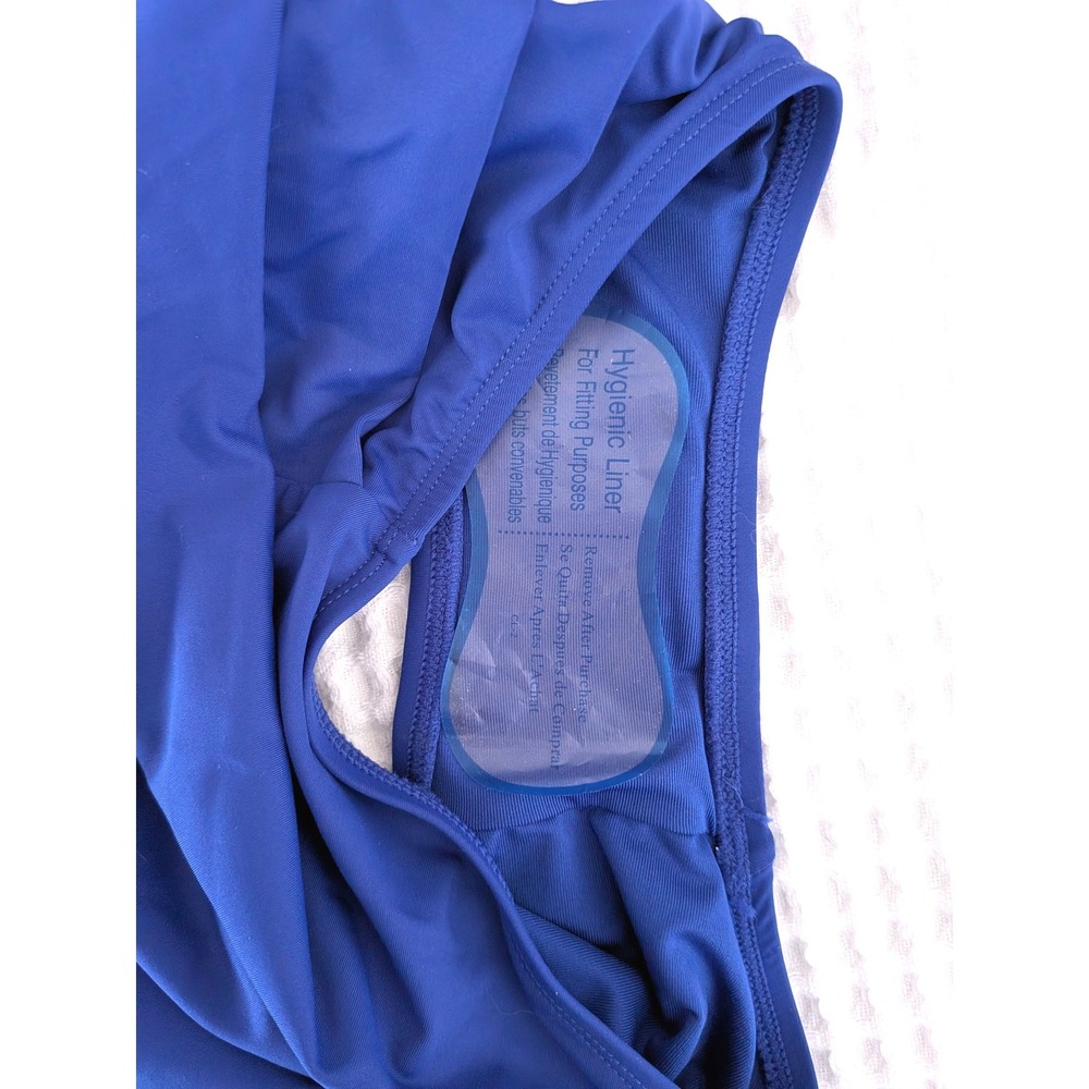 DKNY One Piece Swimsuit Medium Blue Ruffle Ruched Underwire NWT Adjustable - Picture 3 of 6